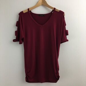 Sleeve Cut Outs Burgundy Top